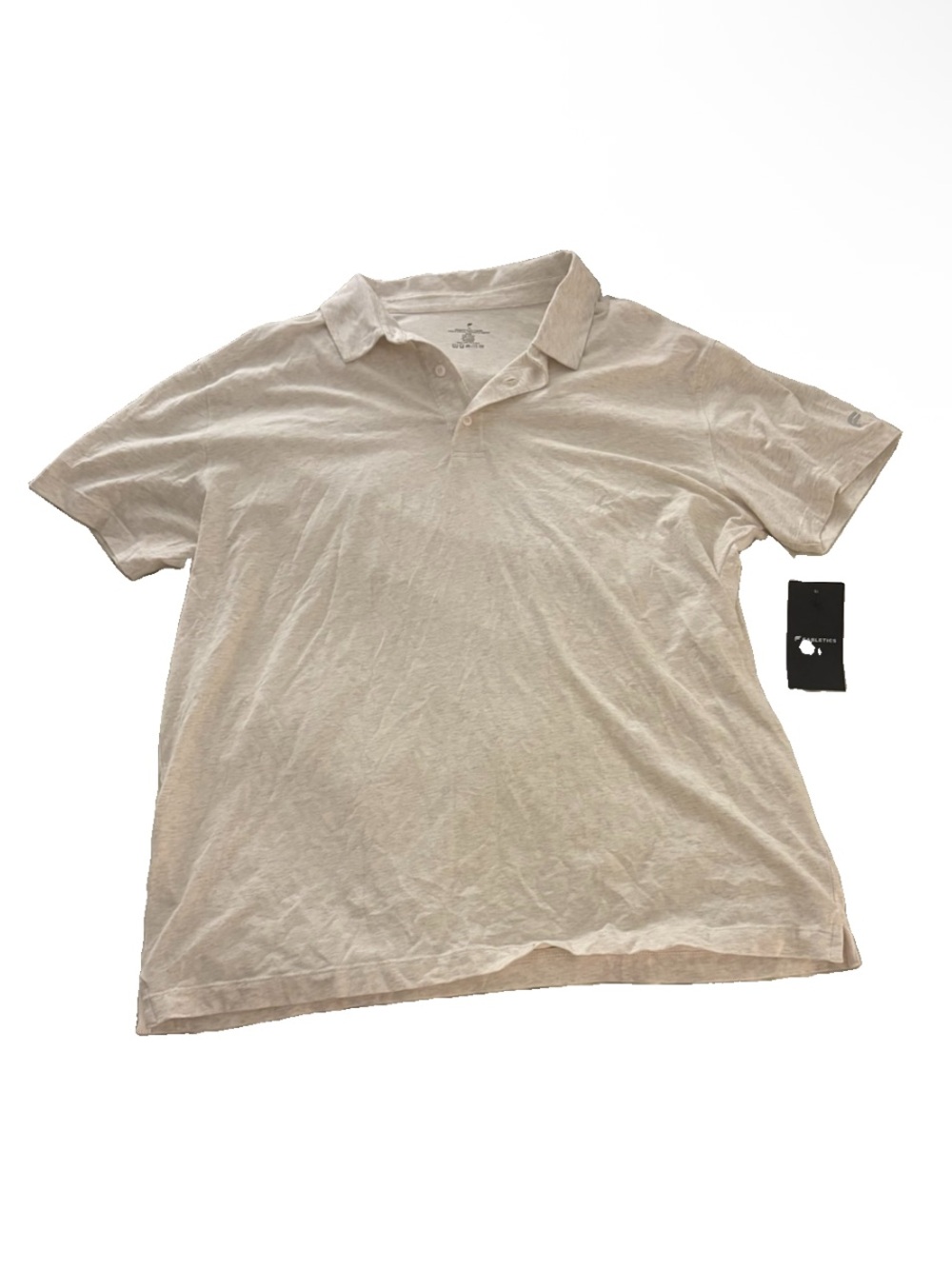 Fabletics Men's Short-Sleeve Polo in Light Beige/Off white